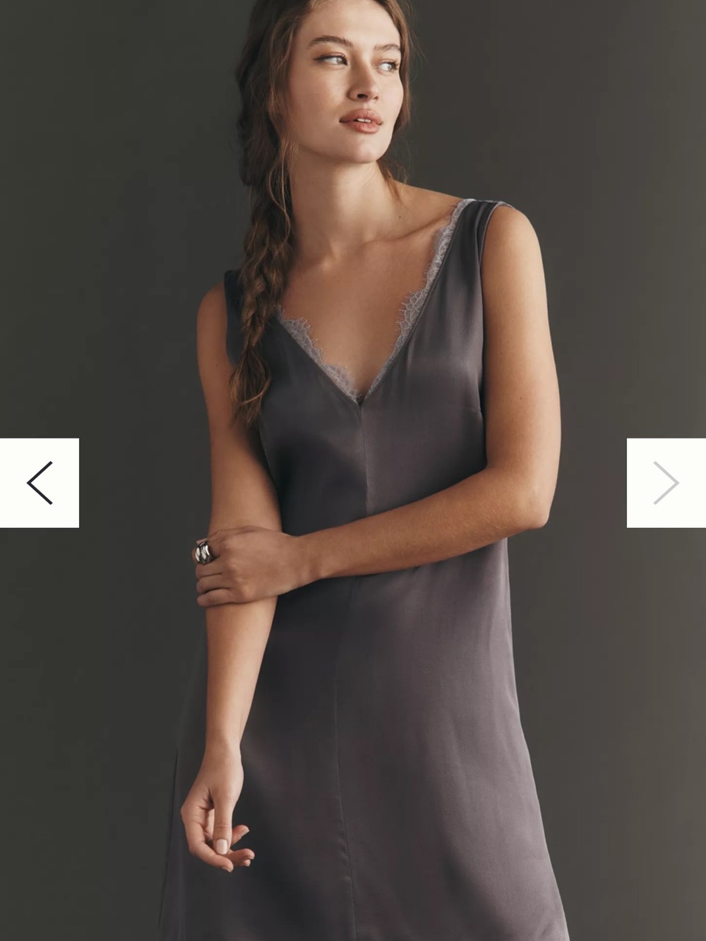 By Anthropologie Sleeveless Lace-Trim Mini Slip Dress
